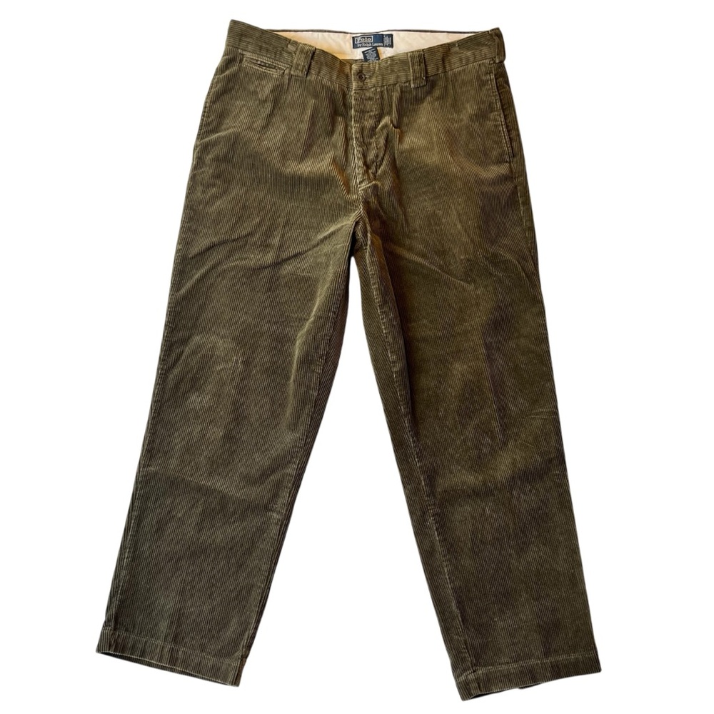 Vintage Polo Ralph Lauren corduroy pants 38 x 30 Brown Cords Flat front Mens
